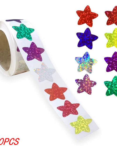 Load image into Gallery viewer, 50-500Pcs Colorful Star Stickers for Kids Reward School Classroom Adhesive Holographic Star Stickers for Teachers DIY Craft
