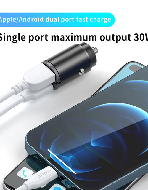 Load image into Gallery viewer, Car 100-200W Dual Port Mini USB Charger Ultra Fast Charging Cigarette Lighter Socket 12-24V Aluminum Cell Phone Charging Adapter
