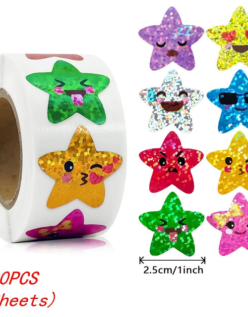 Load image into Gallery viewer, 50-500Pcs Colorful Star Stickers for Kids Reward School Classroom Adhesive Holographic Star Stickers for Teachers DIY Craft
